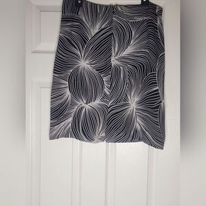 Cami International 12 Abstract Print Black White 100% SILK Lined Women Skirt